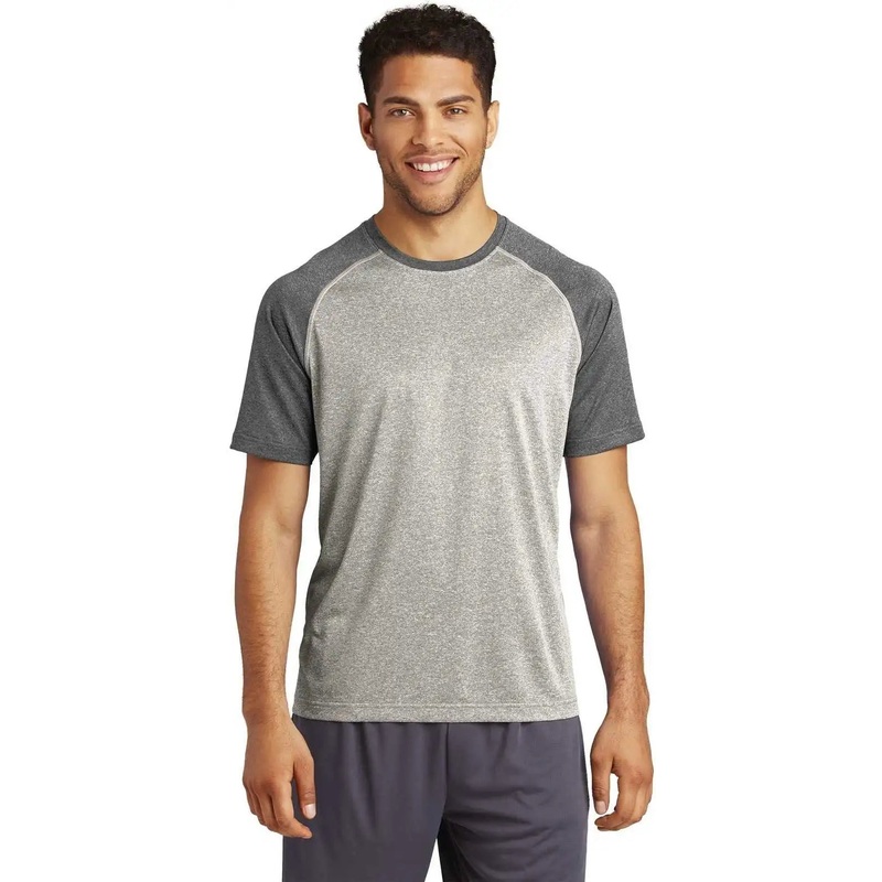 Sport-Tek ST362 Heather-On-Heather Contender Tee – Vintage Heather Graphite Heather
