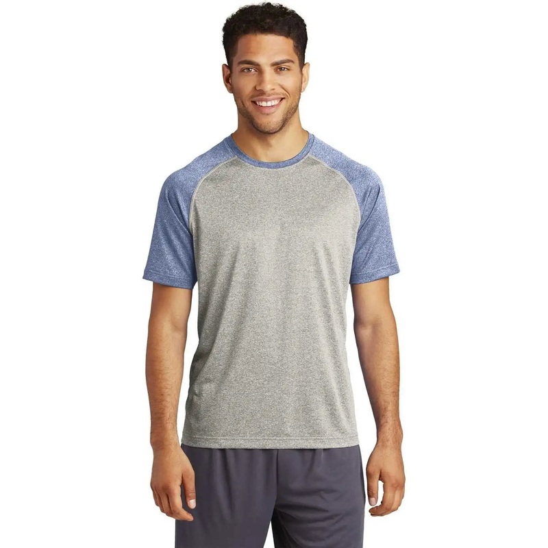 Sport-Tek ST362 Heather-On-Heather Contender Tee – Vintage Heather True Navy Heather