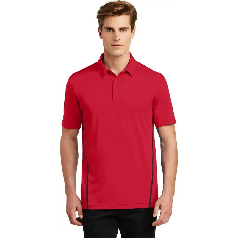 Sport-Tek ST620 Contrast PosiCharge Tough Polo – Deep Red Black