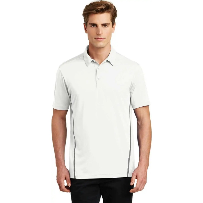 Sport-Tek ST620 Contrast PosiCharge Tough Polo – White Heather Gray