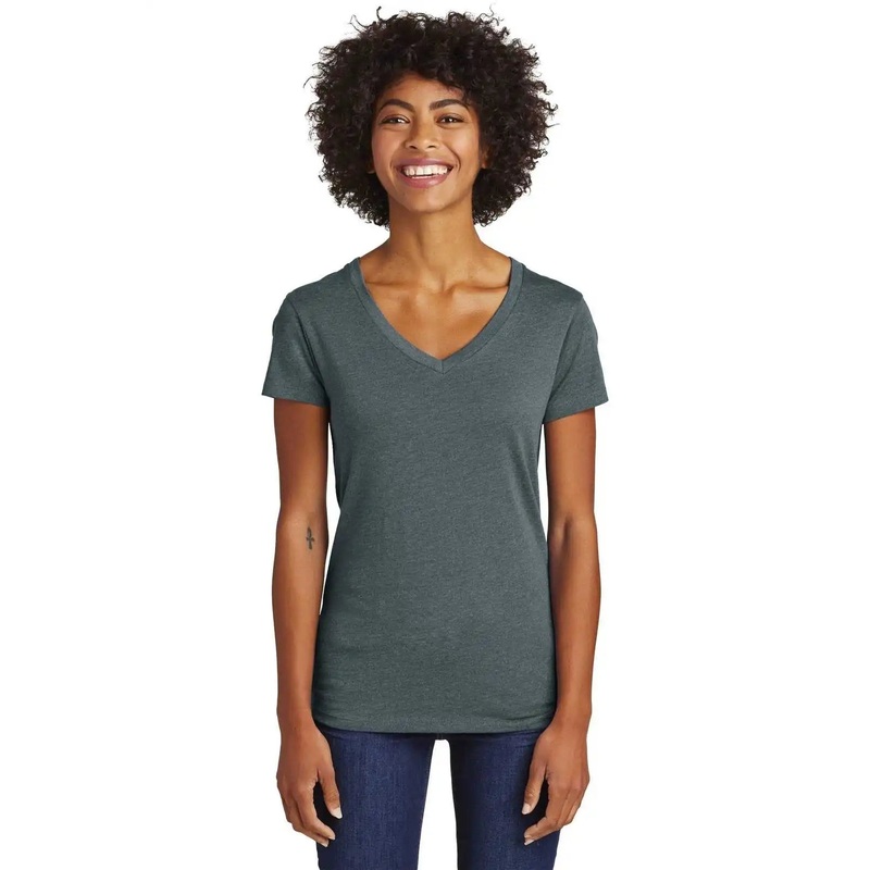 Alternative AA6046 Women’s Runaway Blended Jersey V-Neck Tee – Heather Deep Charcoal