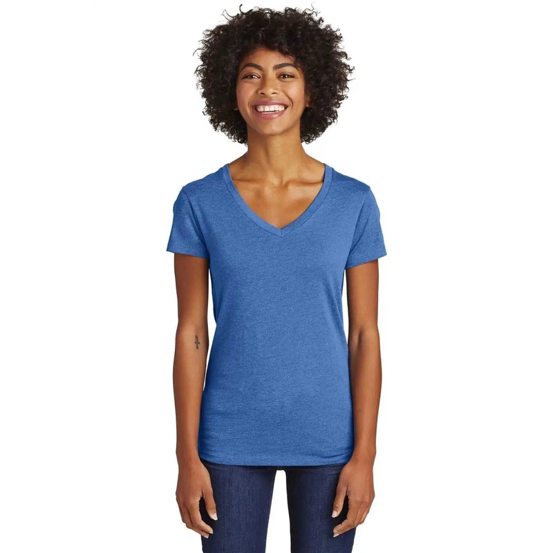 Alternative AA6046 Women’s Runaway Blended Jersey V-Neck Tee – Heather Rich Royal