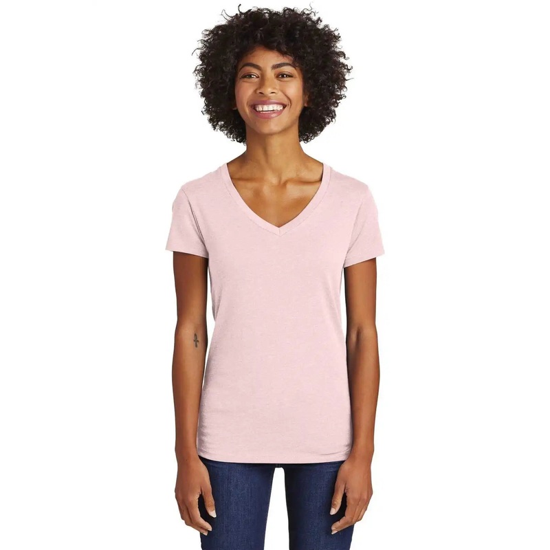 Alternative AA6046 Women’s Runaway Blended Jersey V-Neck Tee – Heather Rose Quartz