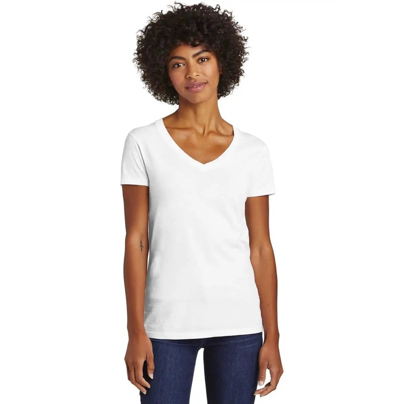 Alternative AA6046 Women’s Runaway Blended Jersey V-Neck Tee – White