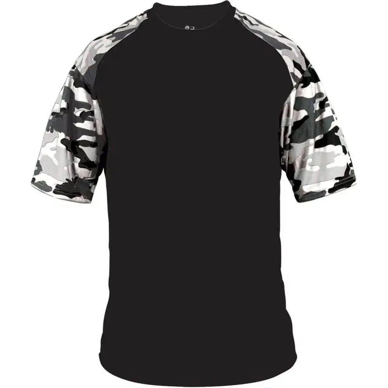 Badger Sport 2141 Camo Sport Youth Tee – Black White Camo