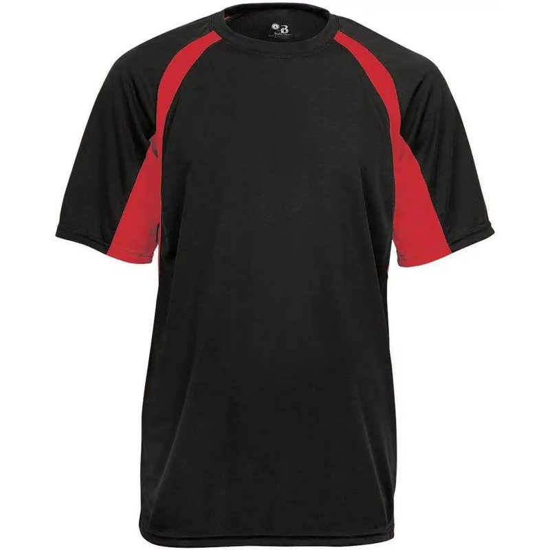 Badger Sport 2144 Youth Hook Tee – Black Red
