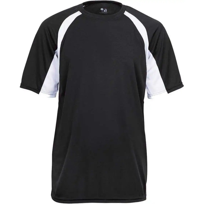 Badger Sport 2144 Youth Hook Tee – Black White