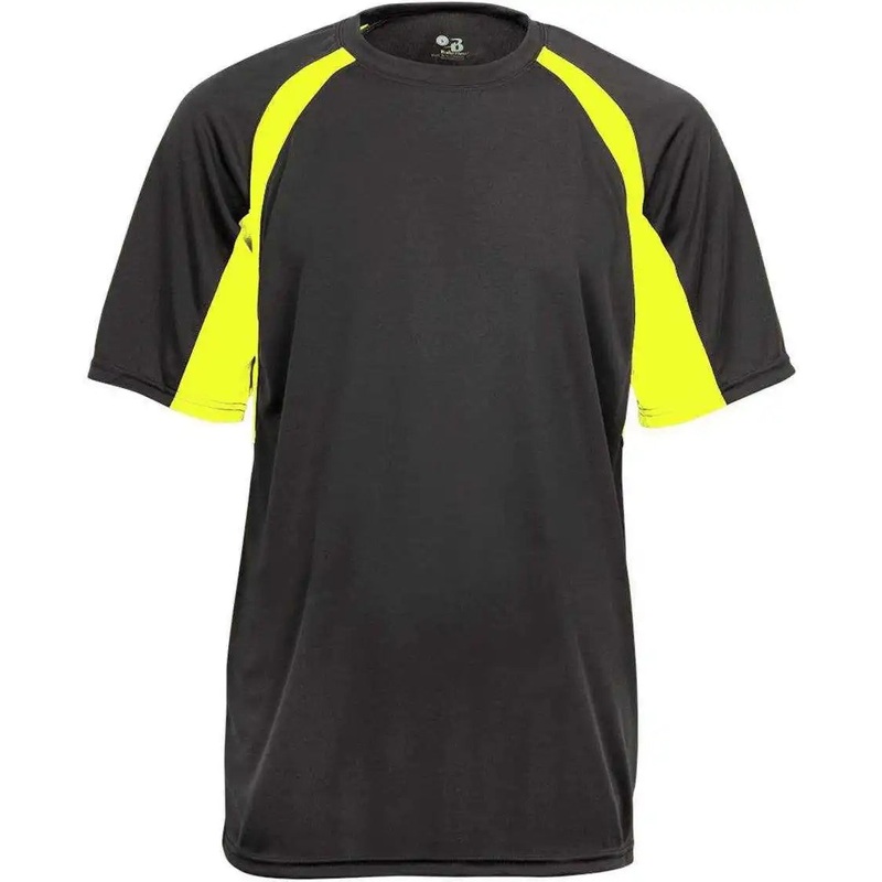 Badger Sport 2144 Youth Hook Tee – Graphite Safety Yellow