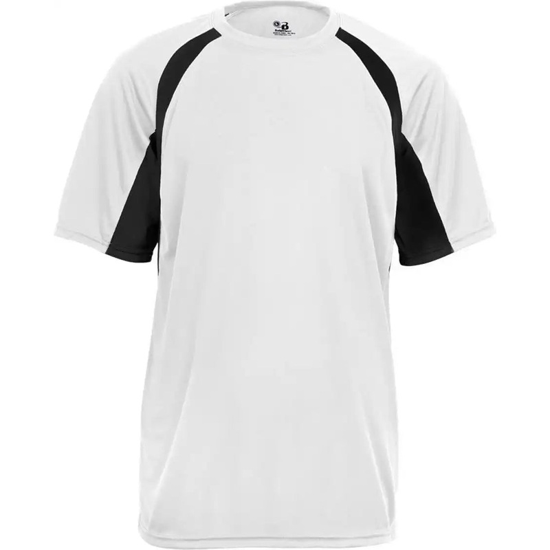 Badger Sport 2144 Youth Hook Tee – White Black