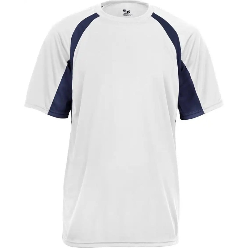 Badger Sport 2144 Youth Hook Tee – White Navy