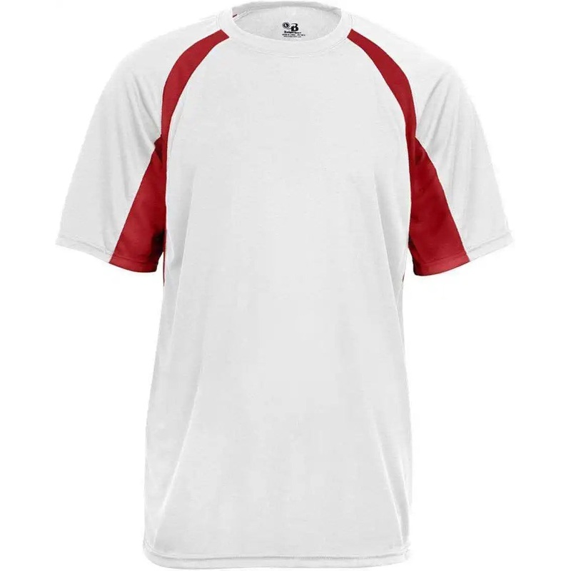 Badger Sport 2144 Youth Hook Tee – White Red