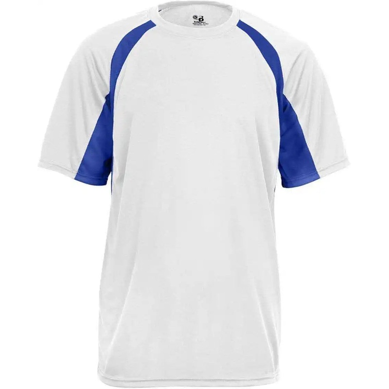 Badger Sport 2144 Youth Hook Tee – White Royal