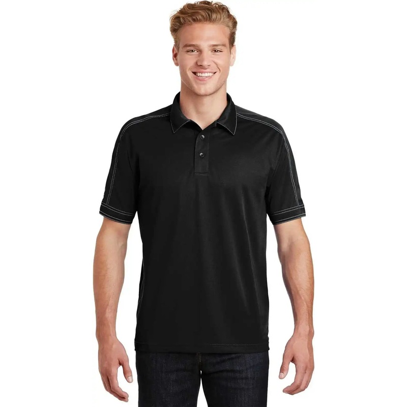 Sport-Tek ST659 Contrast Stitch Micropique Sport-Wick Polo – Black