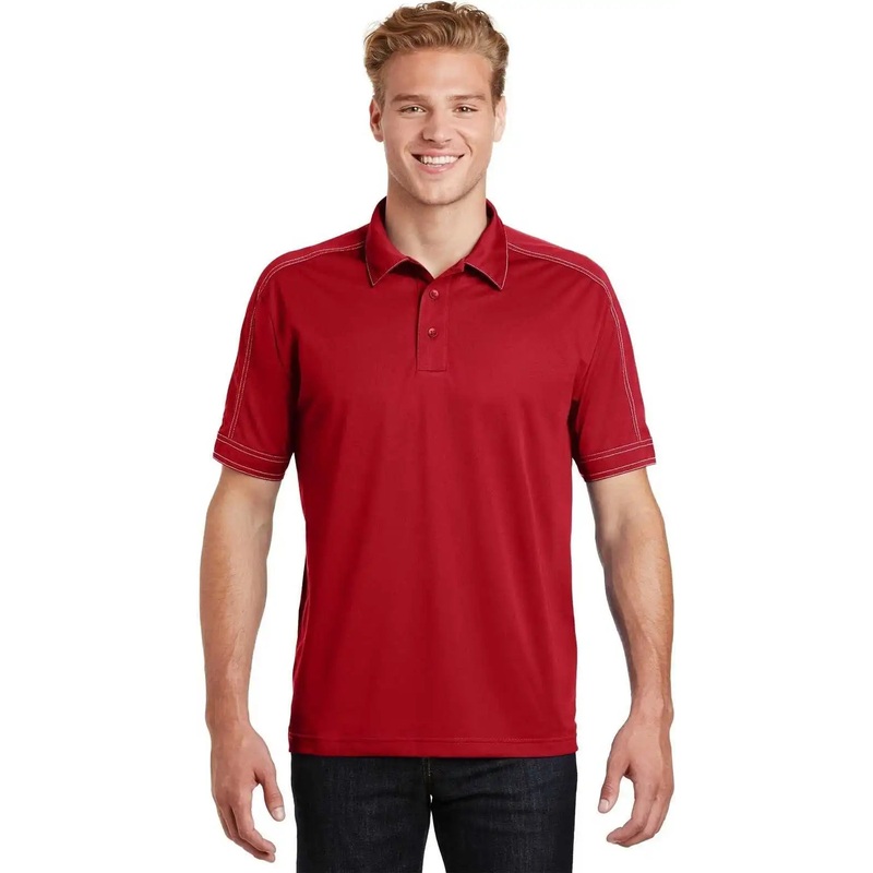 Sport-Tek ST659 Contrast Stitch Micropique Sport-Wick Polo – True Red