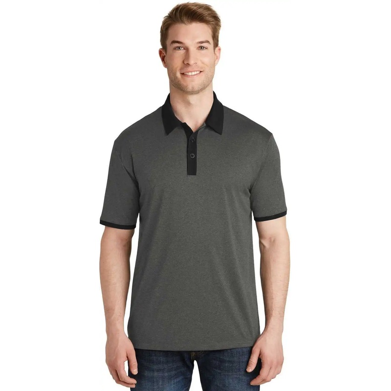 Sport-Tek ST667 Heather Contender Contrast Polo – Graphite Heather Black