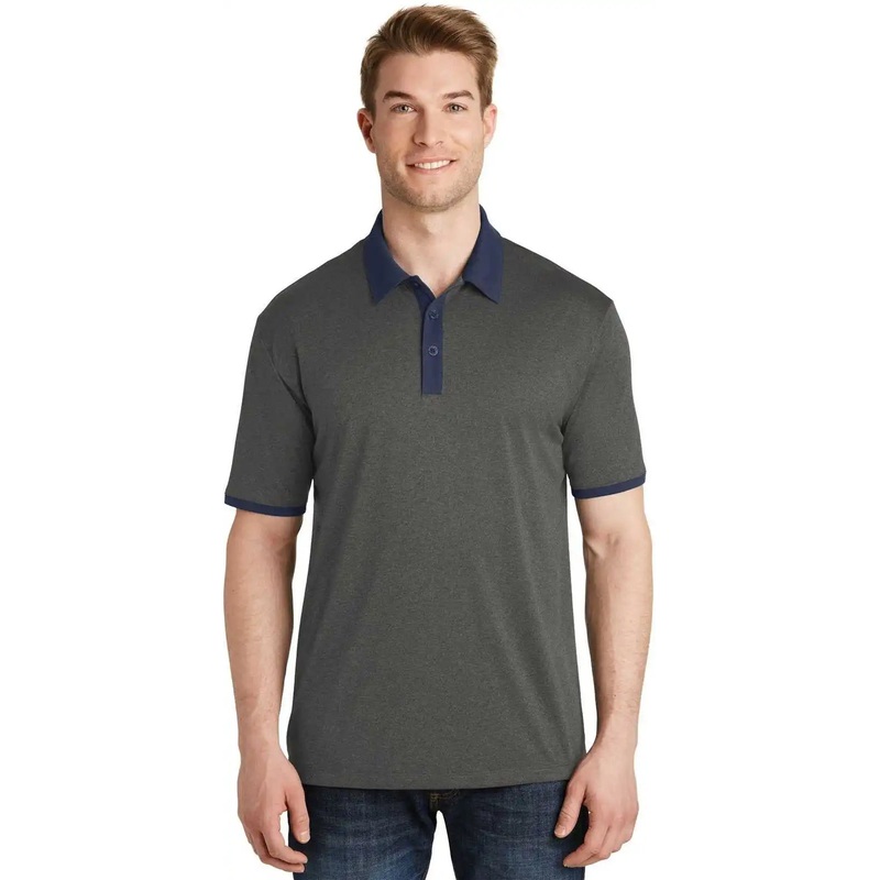 Sport-Tek ST667 Heather Contender Contrast Polo – Graphite Heather True Navy