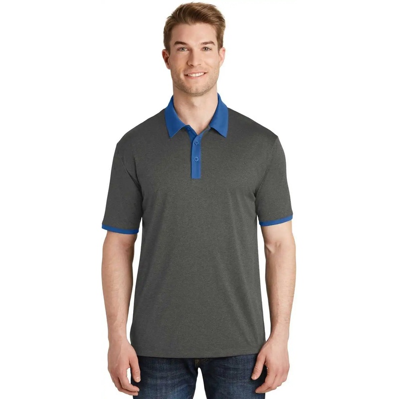 Sport-Tek ST667 Heather Contender Contrast Polo – Graphite Heather True Royal