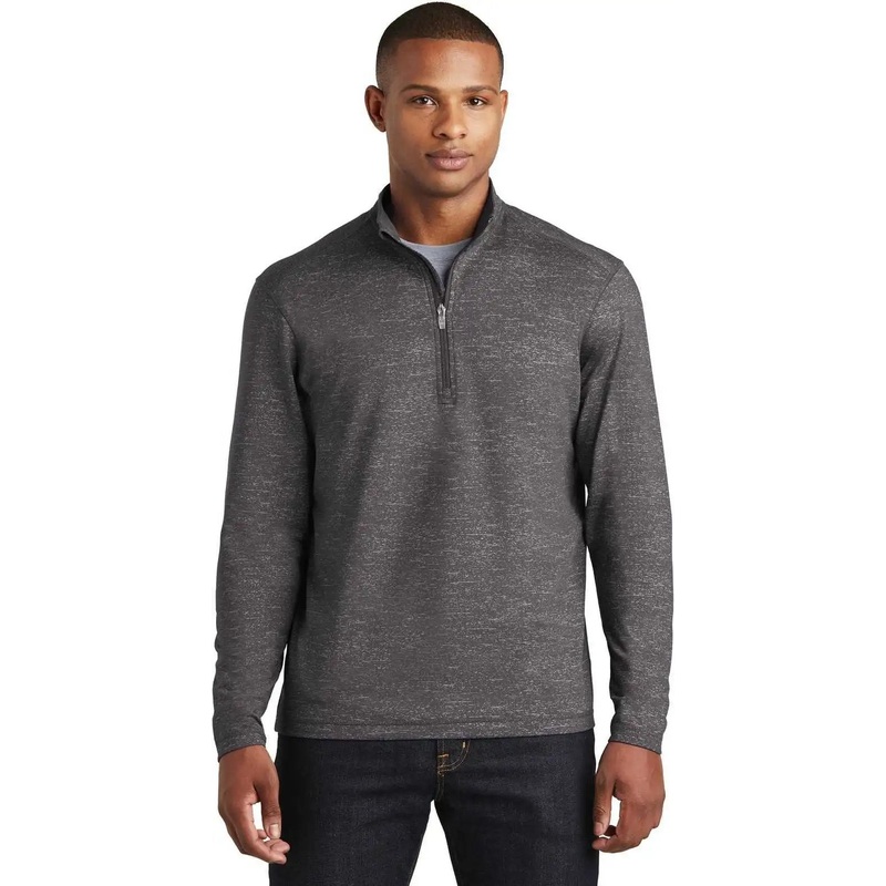 Sport-Tek ST855 Sport-Wick Stretch Reflective Heather 1/2-Zip Pullover – Charcoal Gray