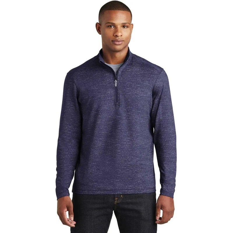 Sport-Tek ST855 Sport-Wick Stretch Reflective Heather 1/2-Zip Pullover – True Navy