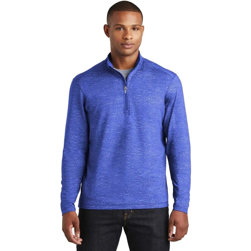 Sport-Tek ST855 Sport-Wick Stretch Reflective Heather 1/2-Zip Pullover – True Royal