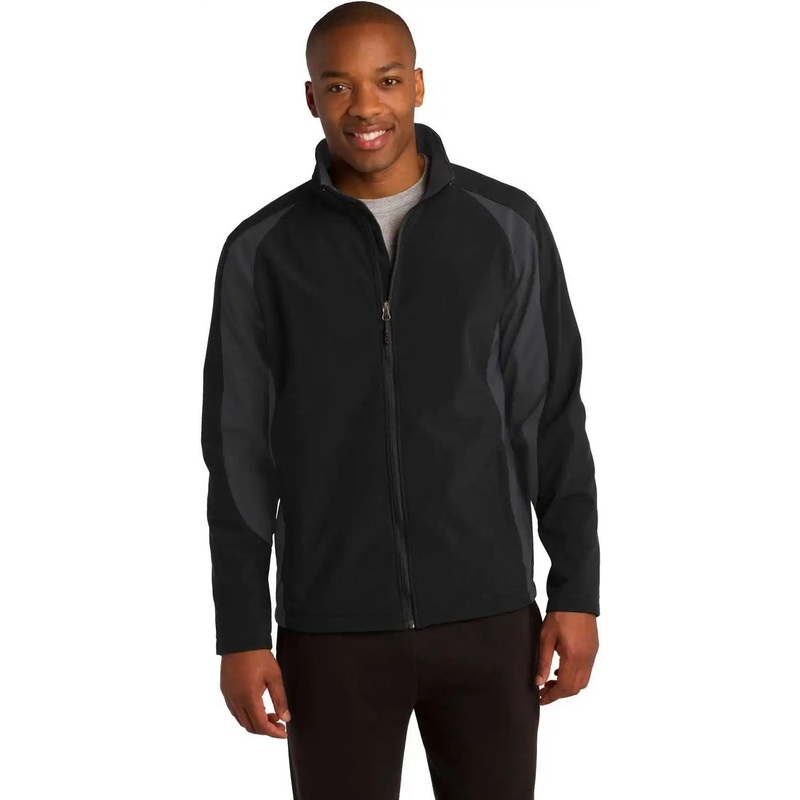 Sport-Tek ST970 Colorblock Soft Shell Jacket – Black Iron Gray