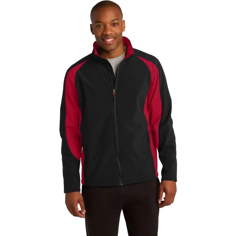 Sport-Tek ST970 Colorblock Soft Shell Jacket – Black True Red