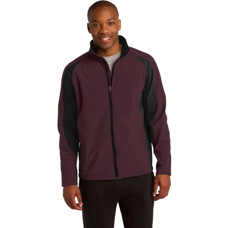 Sport-Tek ST970 Colorblock Soft Shell Jacket – Maroon Black