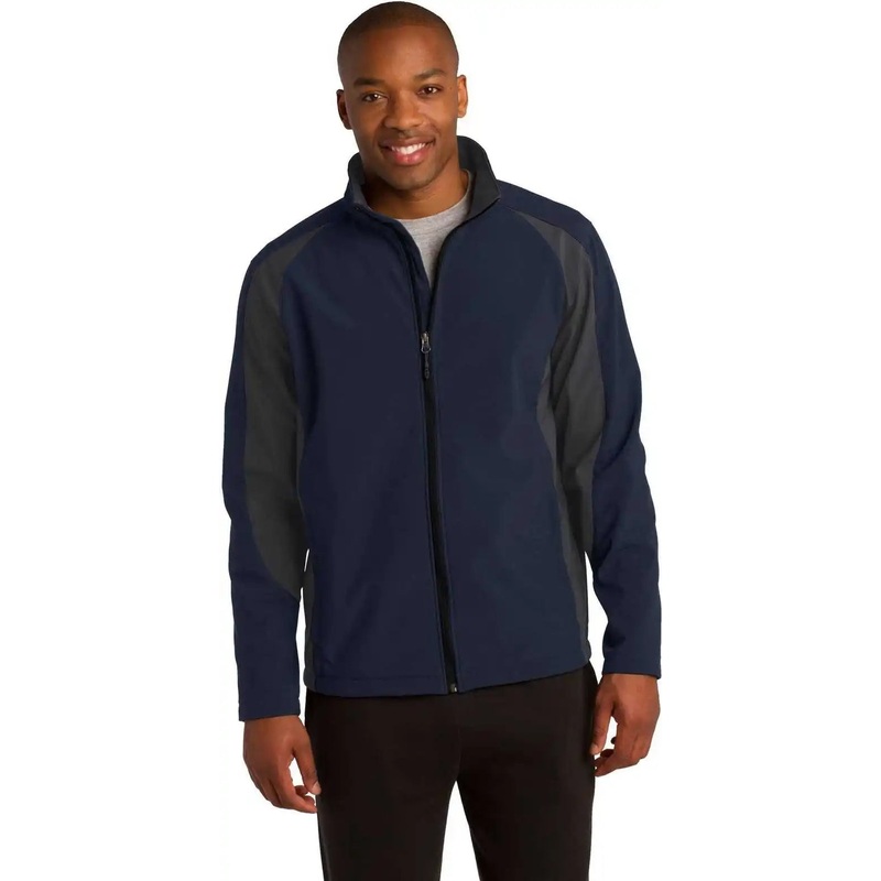 Sport-Tek ST970 Colorblock Soft Shell Jacket – True Navy Iron Gray