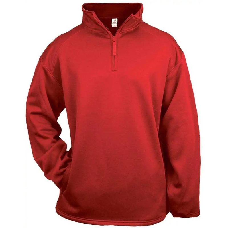 Badger Sport 1480 1/4 Zip Poly Fleece Pullover – Red