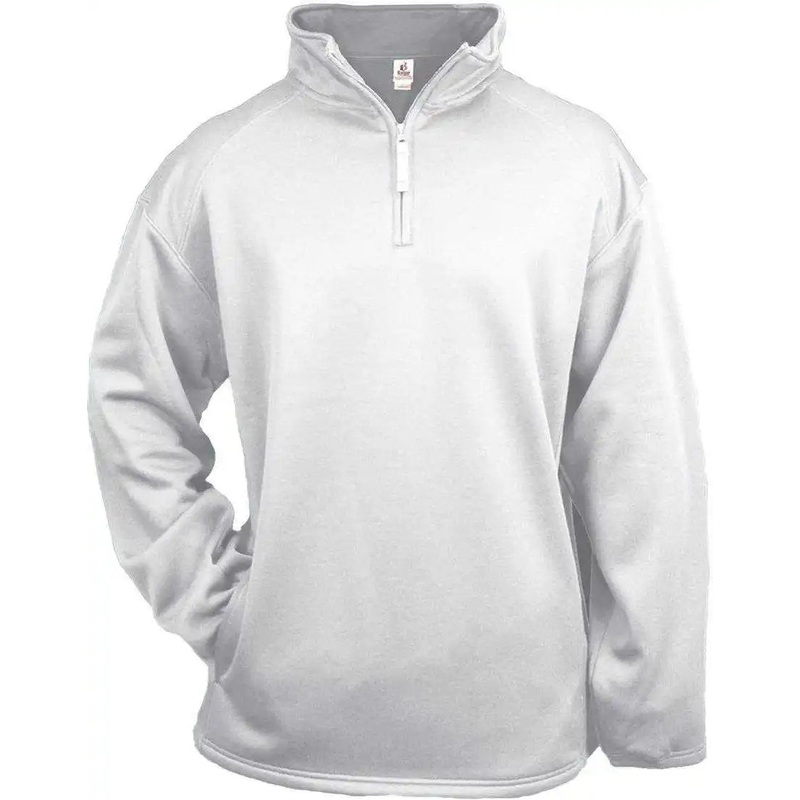 Badger Sport 1480 1/4 Zip Poly Fleece Pullover – White