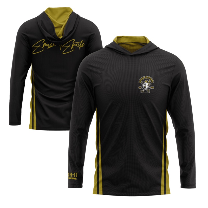 Smash It Sports Hooded Long Sleeve Tee – Black/Gold