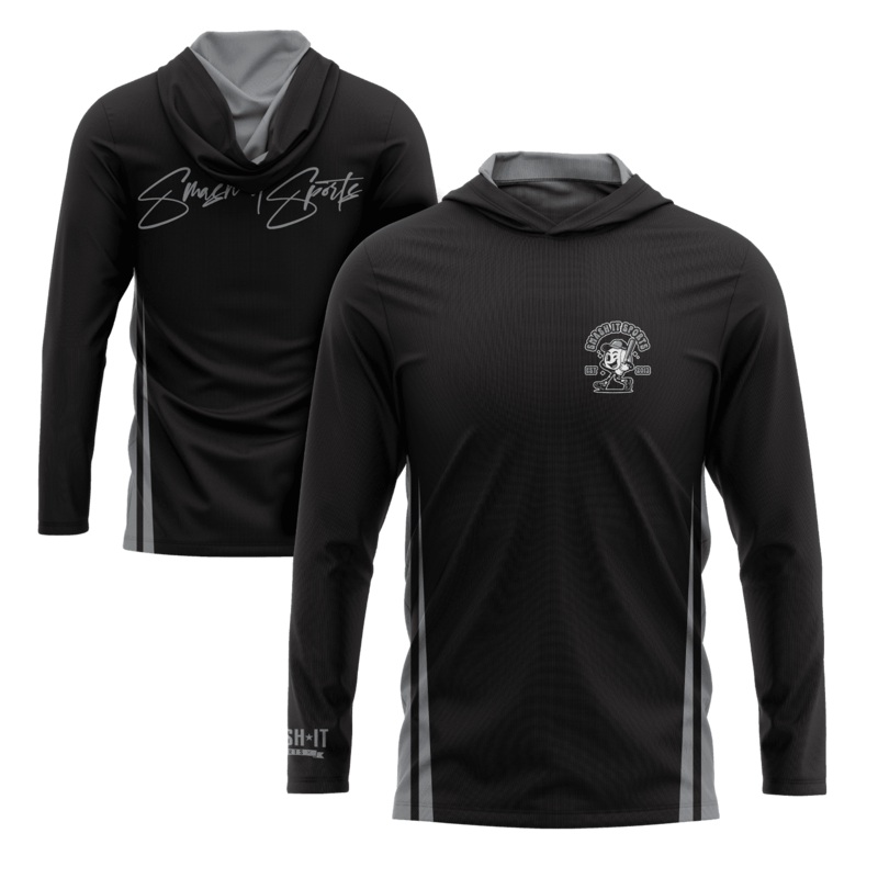 Smash It Sports Hooded Long Sleeve Tee – Black/Gray