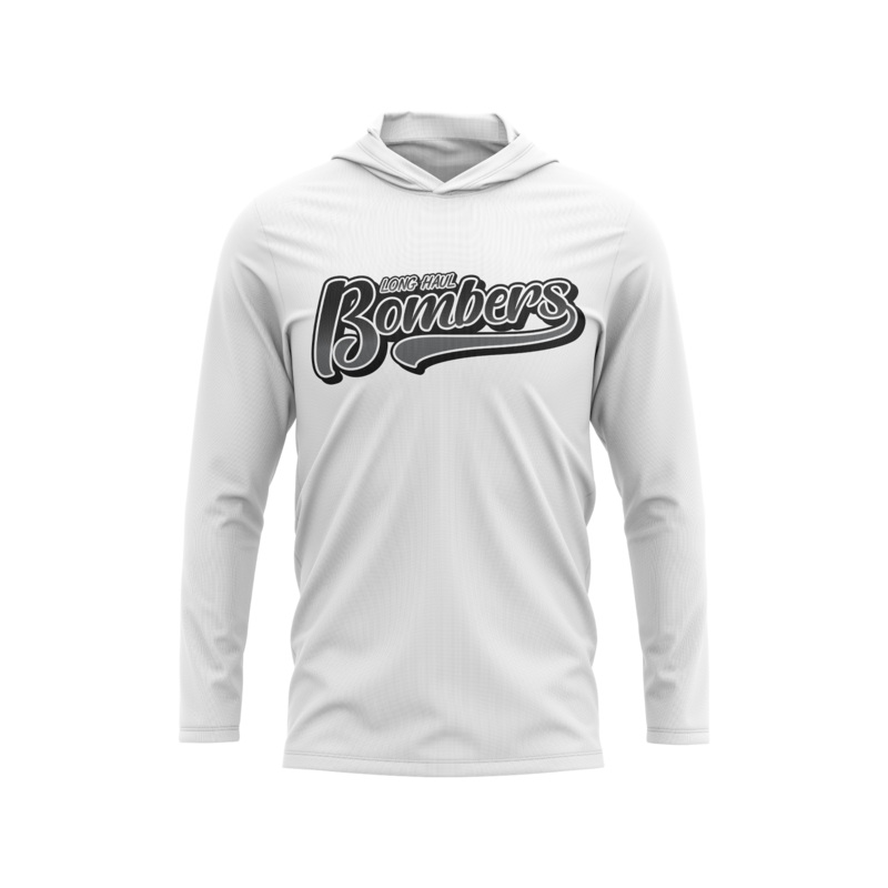 Long Haul Bombers – Semi-Sub Hooded Long Sleeve Shirt – Bombers – White/Black