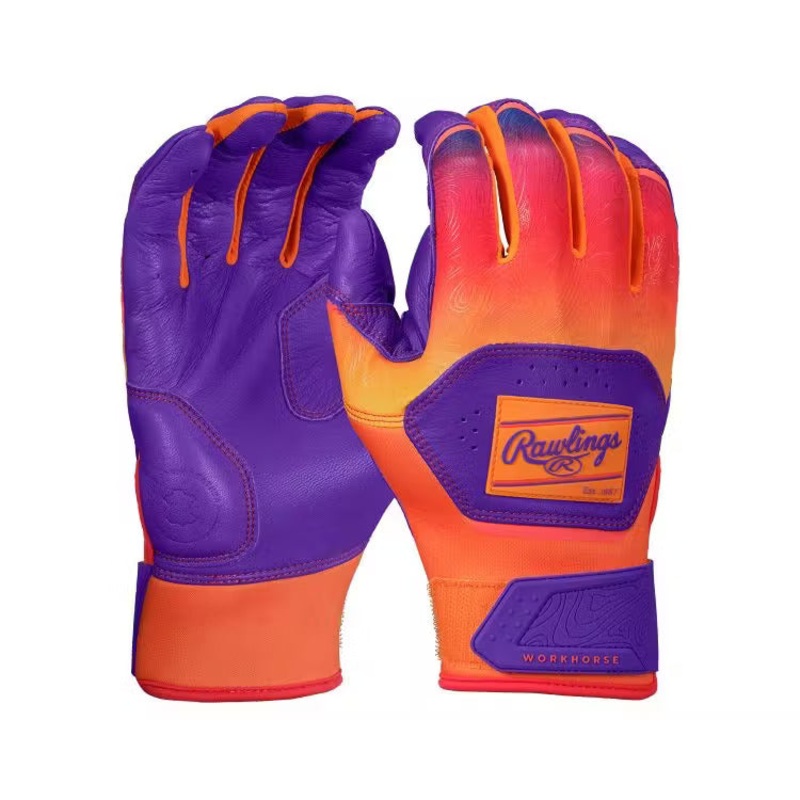 Rawlings Workhorse Funburst Batting Gloves – Purple/Orange
