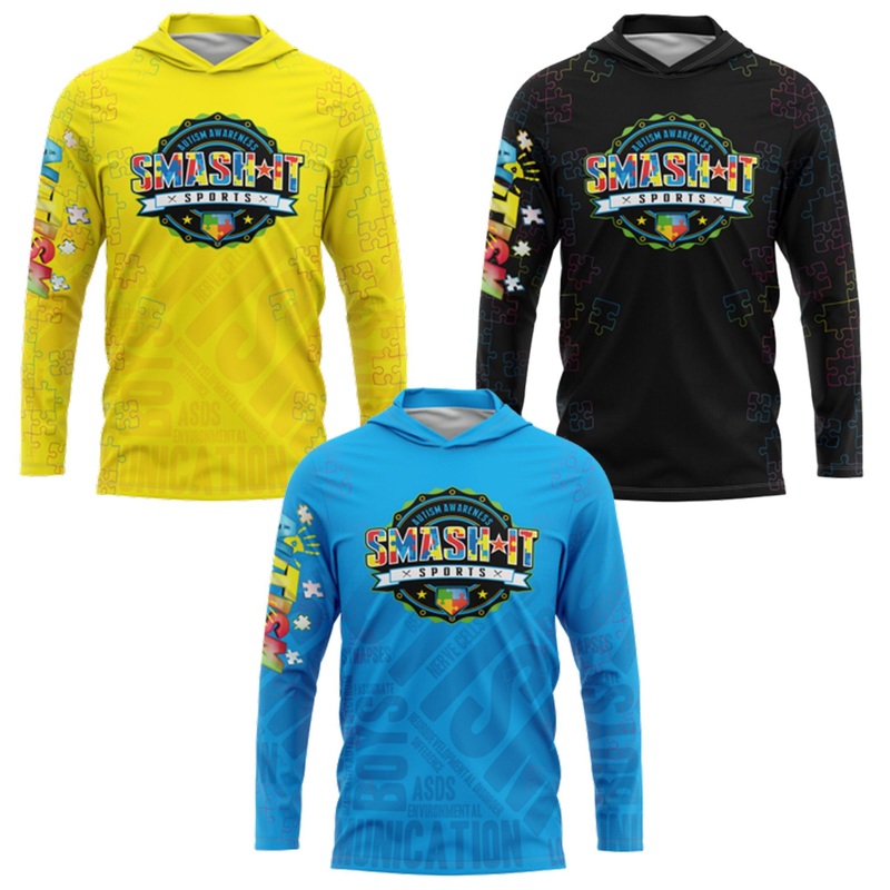 Smash It Sports Hooded Long Sleeve Tee – Autism Awareness