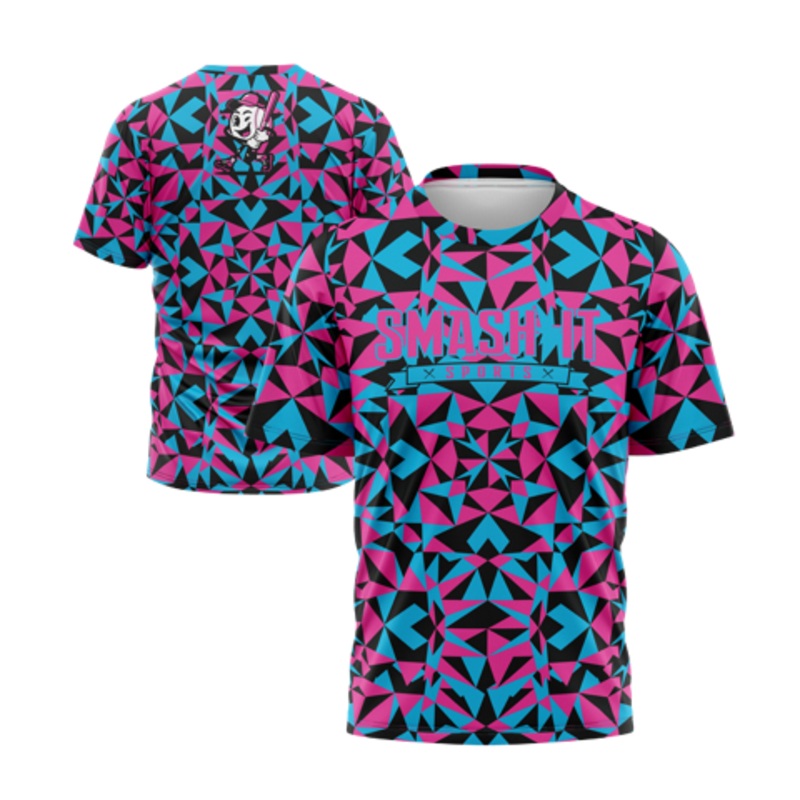 Smash It Sports Short Sleeve Shirt – Kaleidoscope (Blue/Pink)