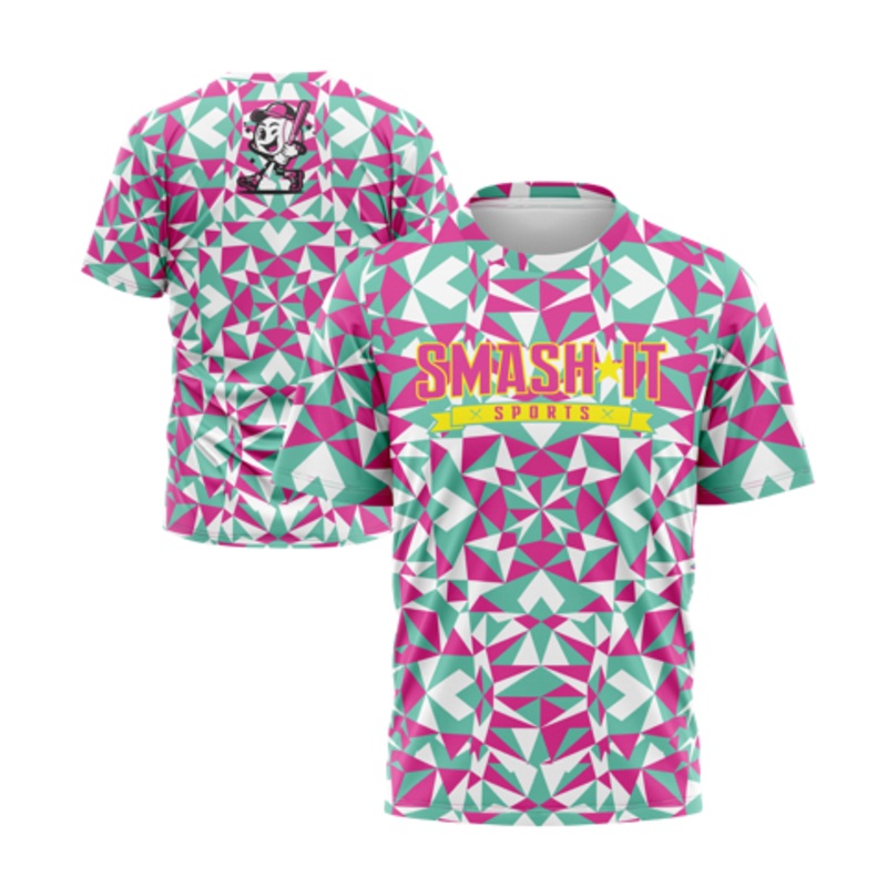 Smash It Sports Short Sleeve Shirt – Kaleidoscope (Mint/Pink)