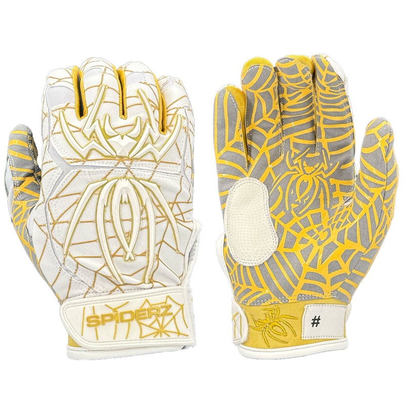 Spiderz HYBRID Batting Gloves – White/Vegas Gold