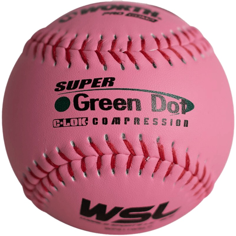 Worth Pink Super Green Dot Composite 47/400 WSL 11 Slowpitch Softballs – WPS11WSLC