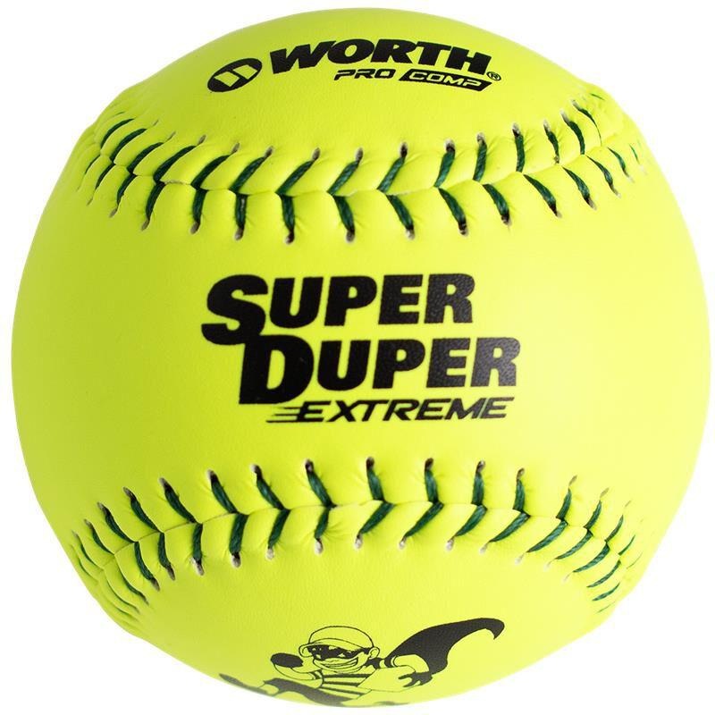 Worth Super Duper Extreme Green Stitch Pro Comp 44/375 ISA 12 Slowpitch Softballs
