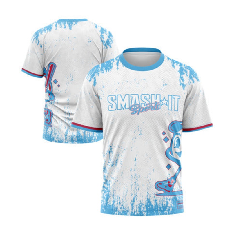 Smash It Sports Short Sleeve Shirt – Smashie (White/Carolina/Pink)