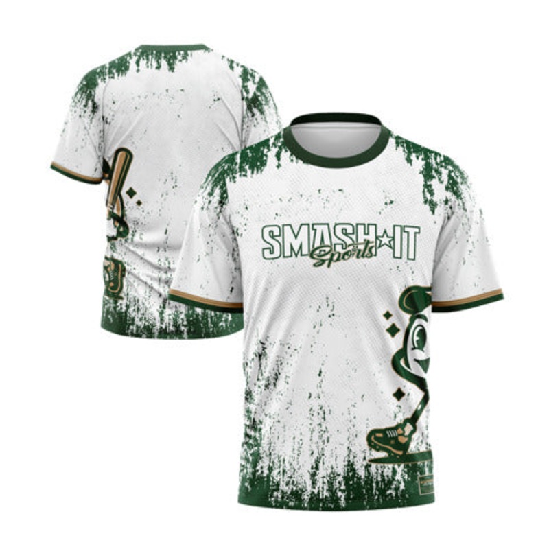 Smash It Sports Short Sleeve Shirt – Smashie (White/Green/Gold)