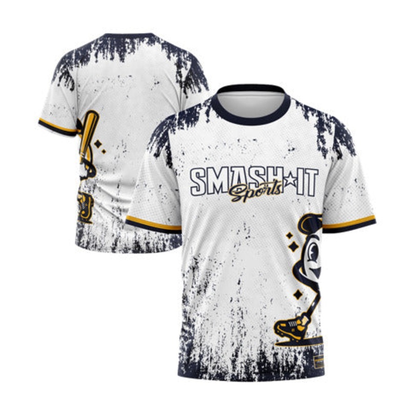 Smash It Sports Short Sleeve Shirt – Smashie (White/Navy/Gold)