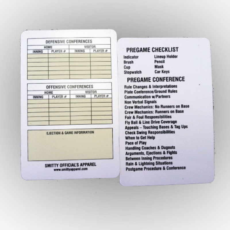 Smitty Umpire Game Card
